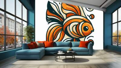 illustration of a goldfish Wall mural