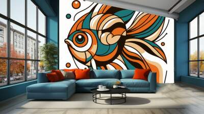 illustration of a goldfish Wall mural