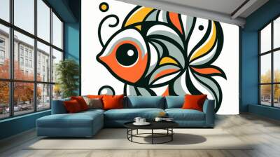 illustration of a goldfish Wall mural