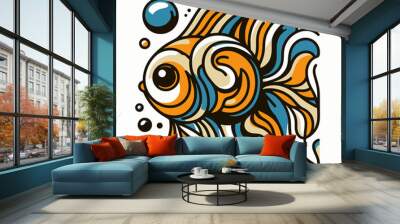 illustration of a goldfish Wall mural