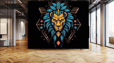 lion head in the night Wall mural