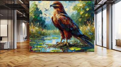 oil painting of a hawk Wall mural