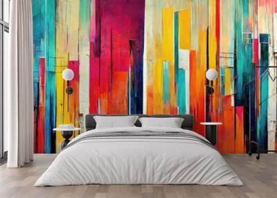 abstract color background, retro colors, geometry shapes, illustration Wall mural