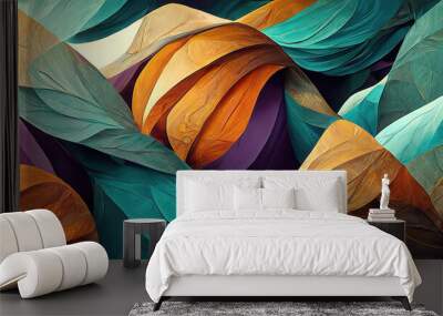 Abstract organic shapes lines waves panorama background wallpaper Wall mural