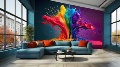 colorful background with paint splashes Wall mural