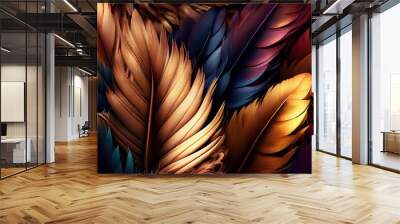 colorful feathers background as beautiful abstract wallpaper header Wall mural