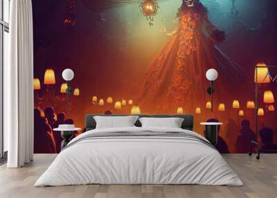 Día de Muertos, Day of the Dead, cultural mexican background wallpaper Wall mural