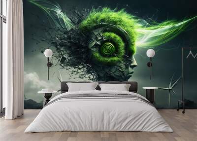 green energy, renewable eco friendly energy concept background design, generative ai Wall mural