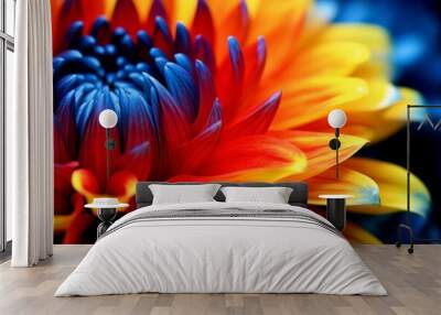 macro close-up photography of vibrant color flower as a creative abstract background, generative ai Wall mural