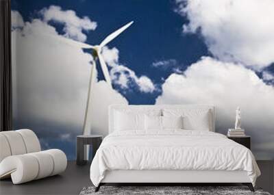 Windmills against a blue sky Wall mural