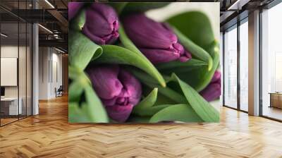 Closeup of purple tulips bouquet Wall mural