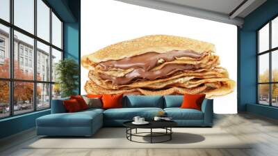 fresh hot blinis or crepes withc chocolate cream isolated on Wall mural