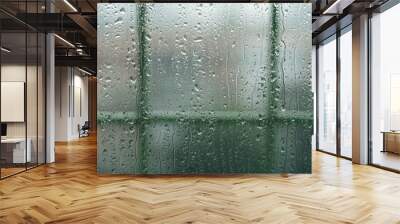 real rain drops on window glass in high resolution Wall mural