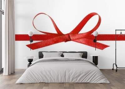 thin red bow with horizontal ribbon Wall mural