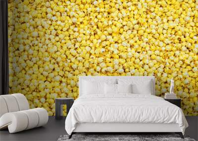 Close upon Fresh popped Movie Theater style buttery popcorn Wall mural