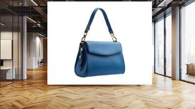 Luxury Premium Blue women's bag purse made of leather isolated on a transparent background. Blue purse,  Women's Small bag, Handbag PNG  Wall mural