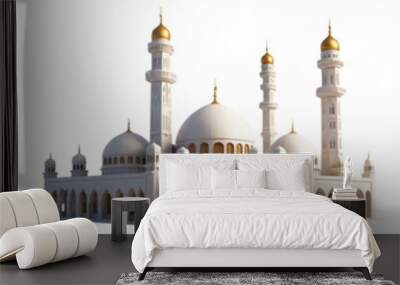 Set of Realistic Mosque with Islamic architecture isolated on a transparent background Wall mural