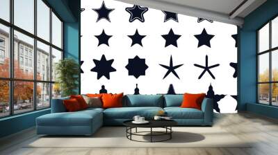 Star burst sticker vector set. Black flat price tags explosion silhouettes, Star blank label, stickers emblem. Shine symbol illustration vector design Wall mural