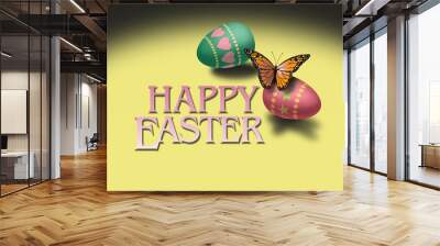 Butterfly and Colorful Easter Eggs Wall mural