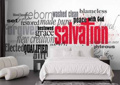 Christian Salvation word montage with red cross Wall mural