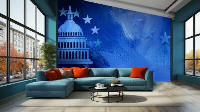 Government Capitol building with ring of stars graphic abstract background Wall mural