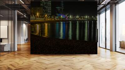 The long beach of Barcelona in summer at night - 2 Wall mural