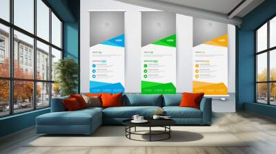 The vector illustration of the editable layout of roll up banner stands, vertical flyers, business templates, blue color trendy design backgrounds, business r Wall mural