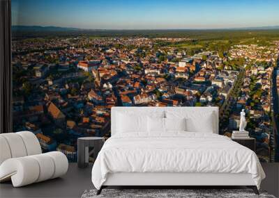 Aerial view of the city Haguenau in France Wall mural