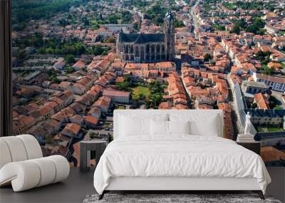 Aerial view of the city Saint-Nicolas-de-Port in France on a sunny day in summer. Wall mural