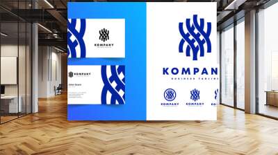 Minimalist flat rope tied and knot logo design with business card vector template for your company business Wall mural