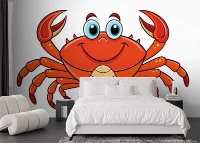 a funny crab withe white background, vector illustration cartoon Wall mural