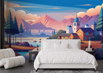 background, vector illustration flat 2 Wall mural