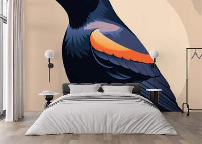 bird vector black with white background, vector illustration flat 2 Wall mural