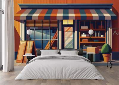 building materials sales shop close up window, vector illustration flat 2 Wall mural