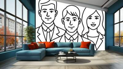 business people, vector illustration line art Wall mural