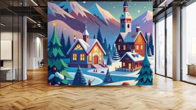 christmas background, winter holidays season vector, vector illustration flat 2 Wall mural