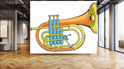 explain the parts of a baritone horn, vector illustration cartoon Wall mural