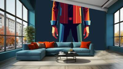 full body of man with hands and feet with shoes, front view, realistic, vector illustration flat 2 Wall mural