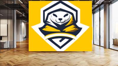 logo for acophyte, a gaming streamer incorporate a hooded otter, vector illustration flat 2 Wall mural