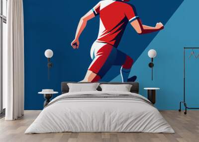 man soccer seen from back rummimg, vector illustration flat 2 Wall mural