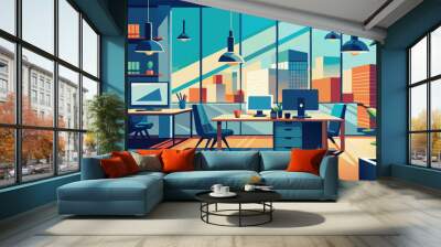 office, vector illustration flat 2 Wall mural