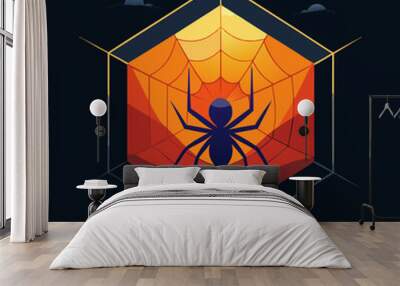 pixelated spider web halloween theme, vector illustration flat 2 Wall mural