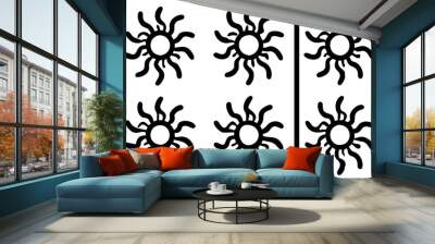 sun groovy vertical prints set isolated on transparent background, pictogram Wall mural