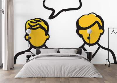 two people are cursing at the other person, icon doodle fill Wall mural