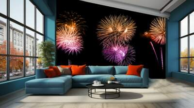 beautiful fireworks over sky Wall mural