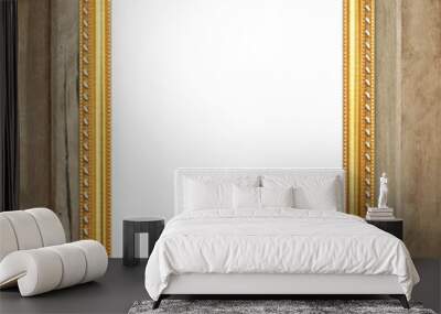 blank golden frame on wood wall Wall mural