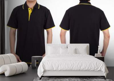 blank polo shirt set (front, back) on man Wall mural