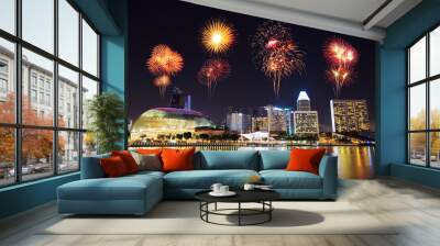 firework over Singapore cityscape Wall mural