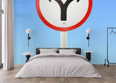 fork junction traffic sign Wall mural