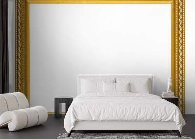 golden picture frame on white background Wall mural